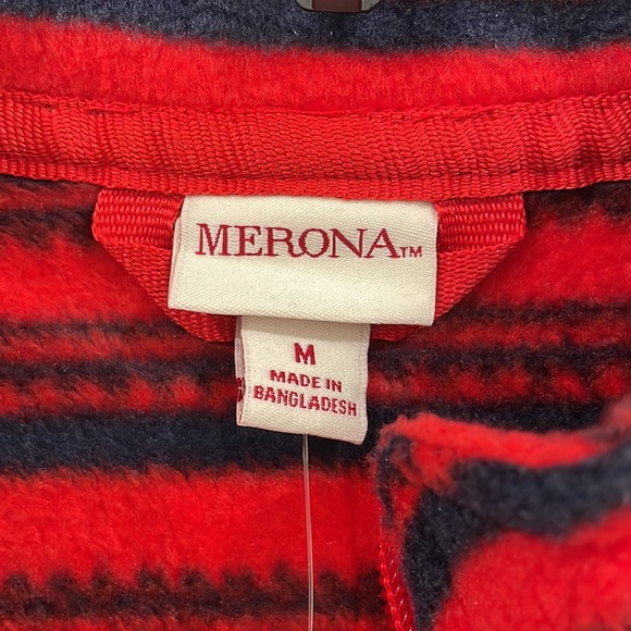 Merona zip up Fleece Sweater Red and Navy Pattern size medium NWT - Picture 5 of 6
